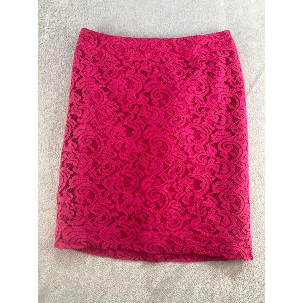 Merona Midi Skirt Lining Polyester Pink Floral Zipper Side
